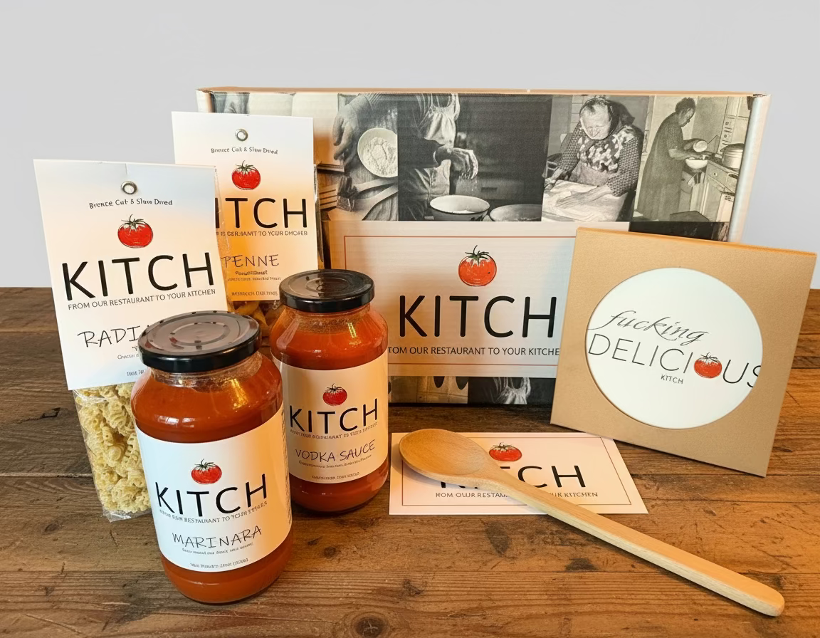 GIFT BOX with Vodka & Marinara Sauce, 2 lbs Pasta with F%$KING Delicious hot plate & a wooden spoon