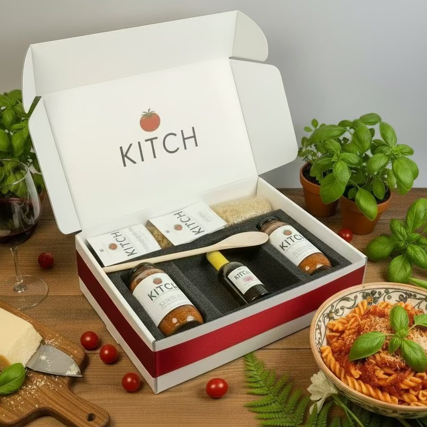 GIFT BOX with Vodka & Marinara Sauce, 2 lbs Pasta, Imported Lemon Oilive Oil  & a wooden spoon